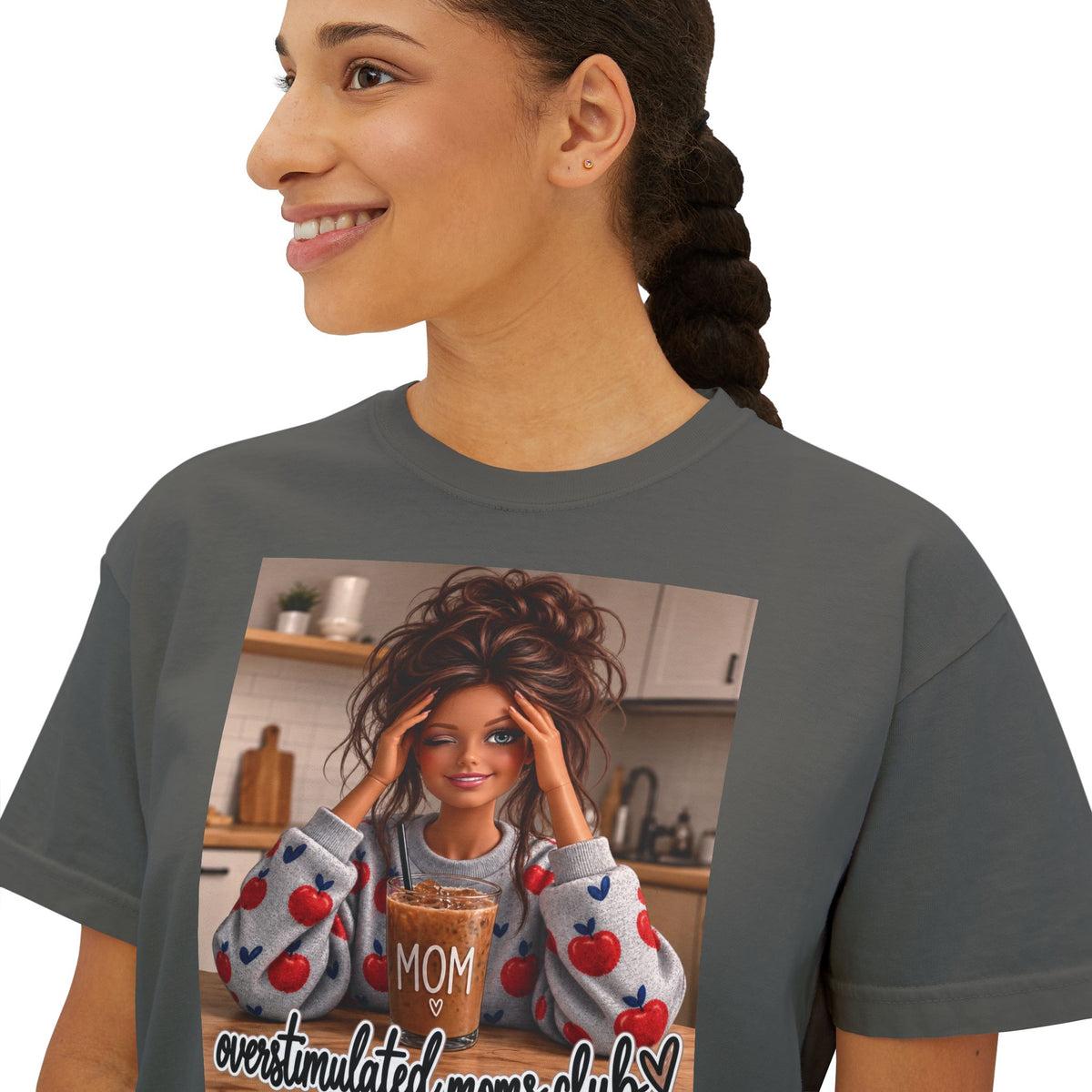 Overstimulated moms club brunette tee