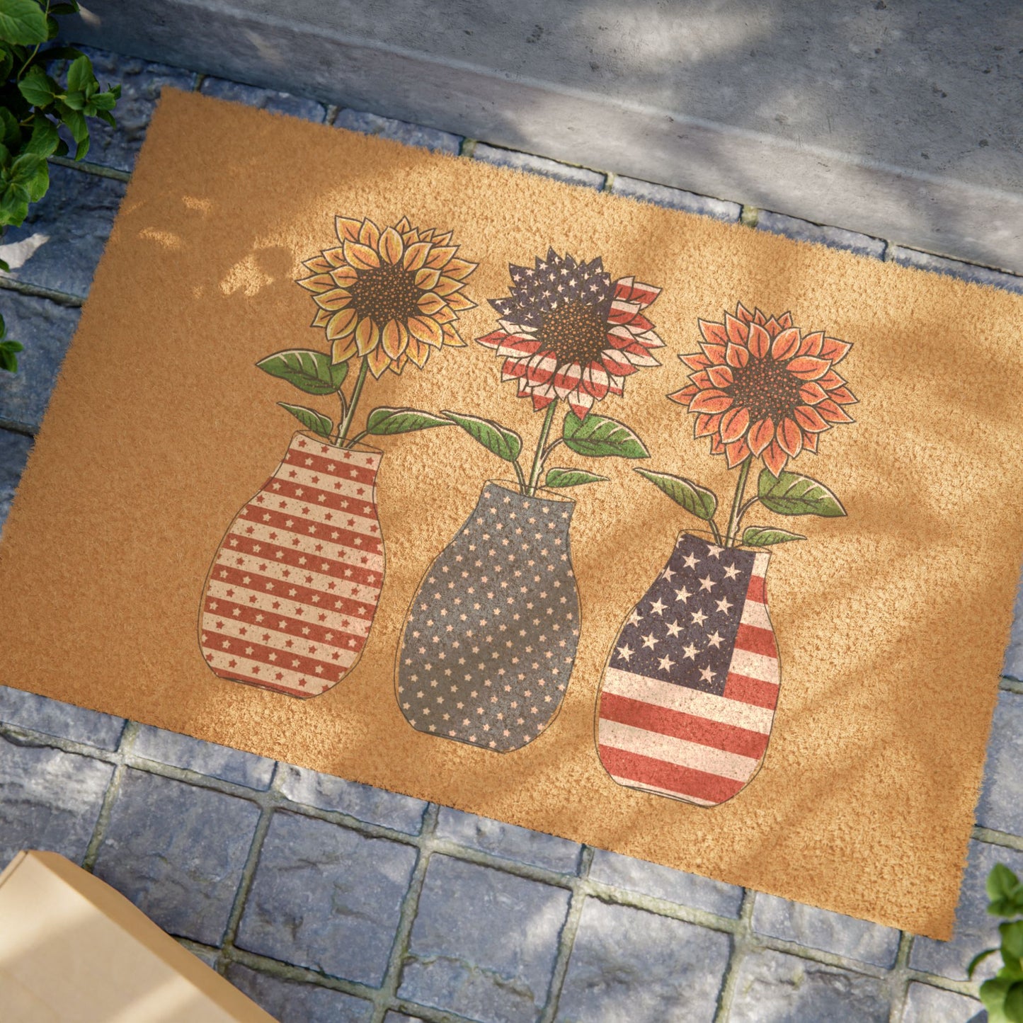 Patriotic Sunflower Doormat