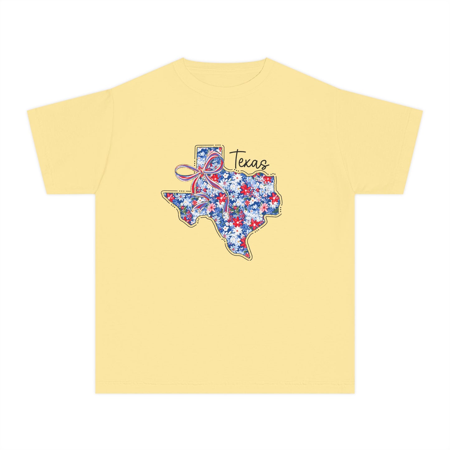 Texas Floral State T-Shirt — Red, White & Blue Patriotic Graphic Tee