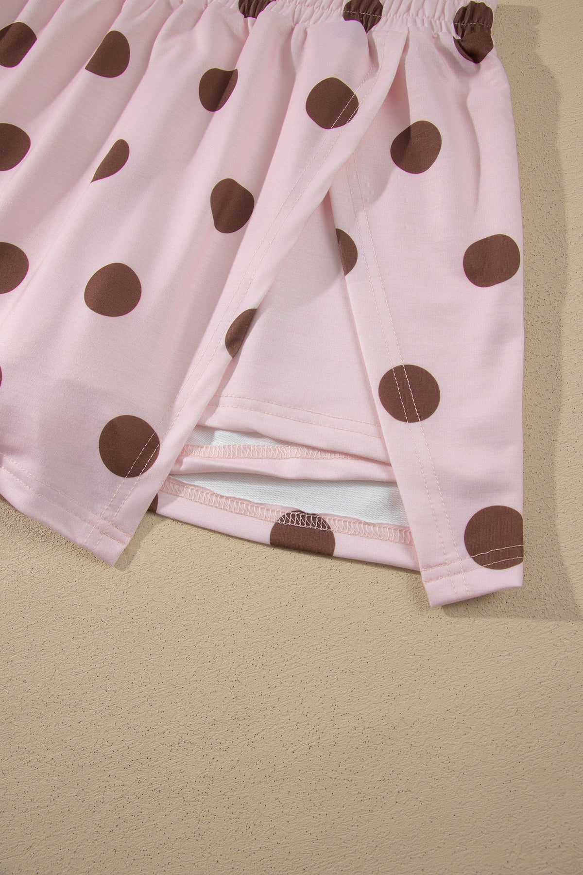 Brown Polka Dot Two Piece Set Long Sleeve Casual Skirt Set