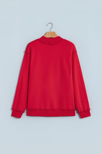 Fiery Red Jesus Saves Slogan Print Stand Neck Baggy Sweatshirt