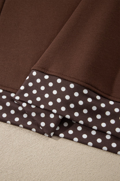 Orange Colorblock Polka Dot Contrast Trim Oversized Sweatshirt