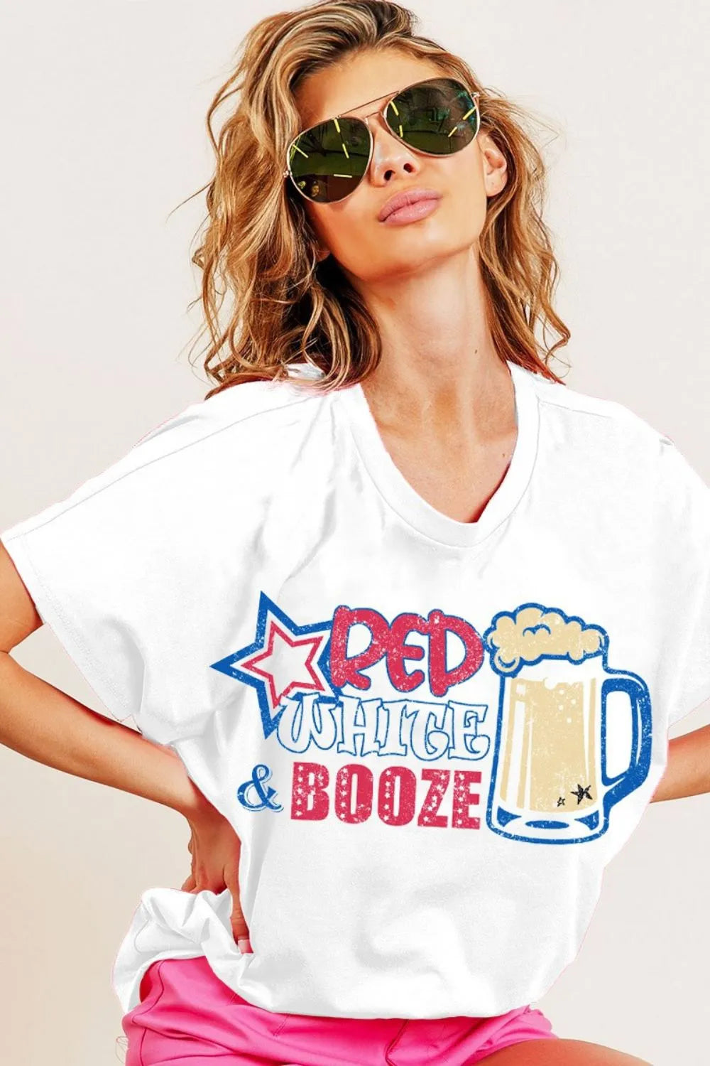 Red White and Booze Graphic Top