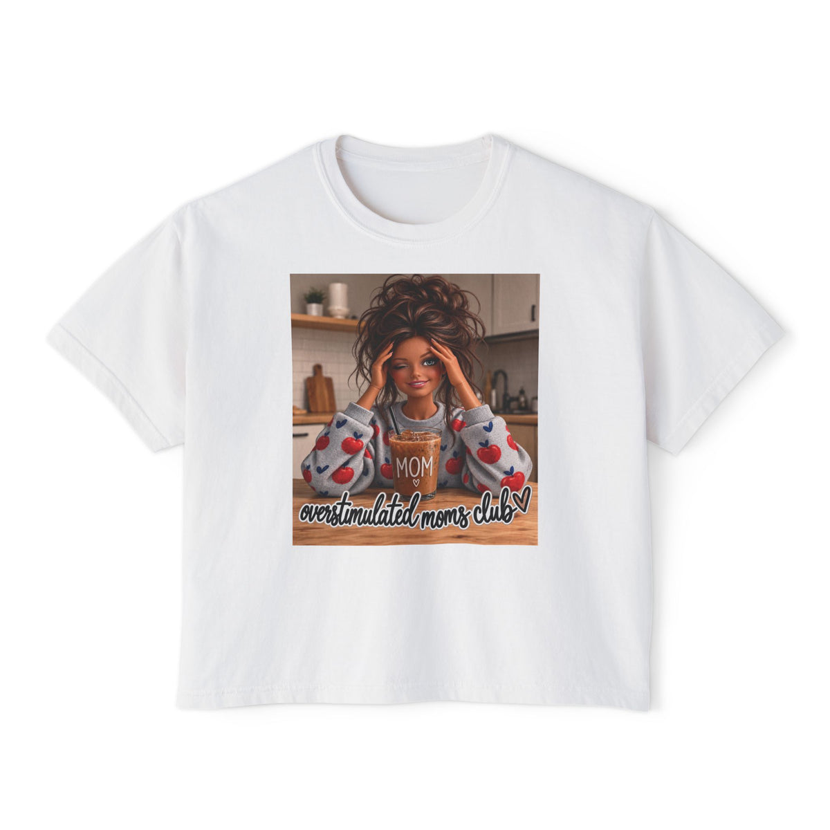 Overstimulated moms club brunette tee