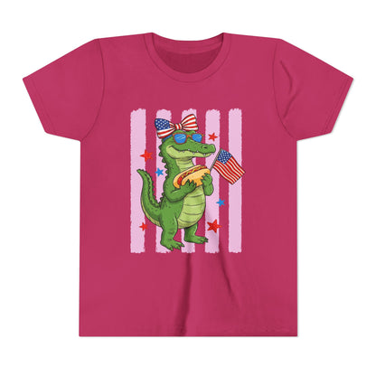 Girl patriotic alligator T-shirt