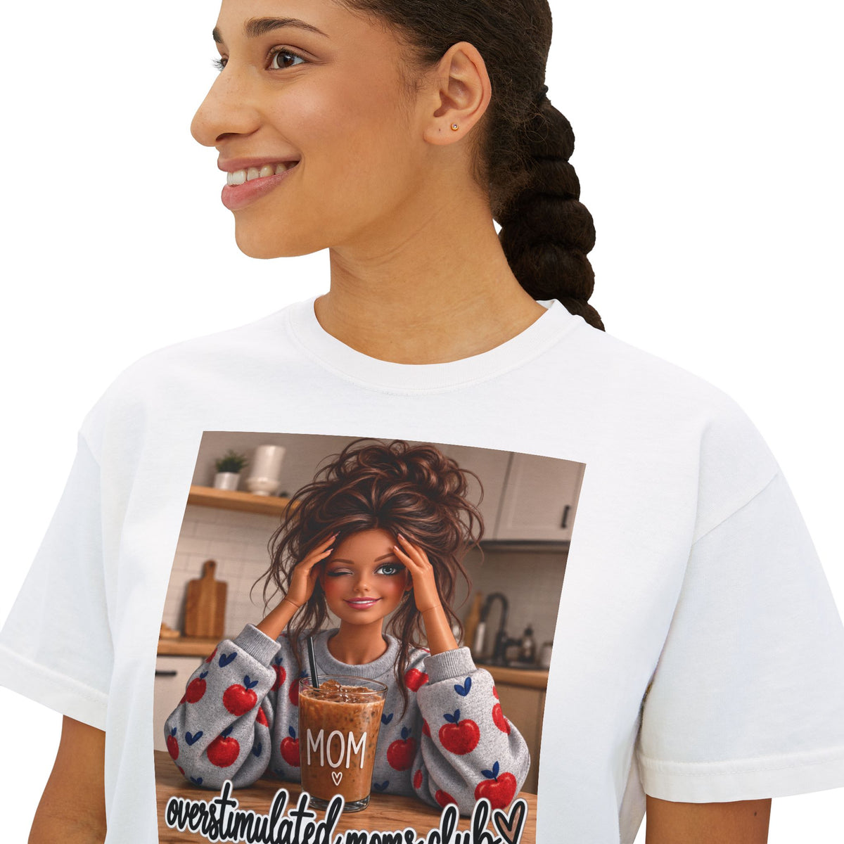 Overstimulated moms club brunette tee