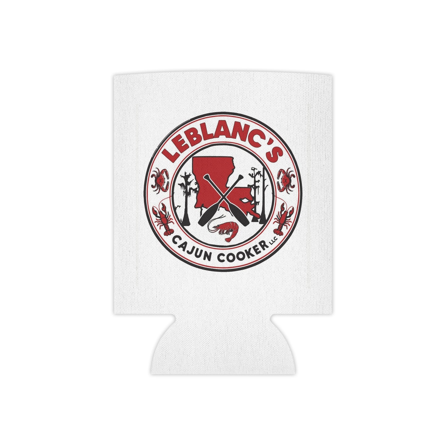 Can Cooler — Leblanc's Cajun Cooker Logo & "Pinch. Peel. Eat. Repeat." Beer Can Cooler