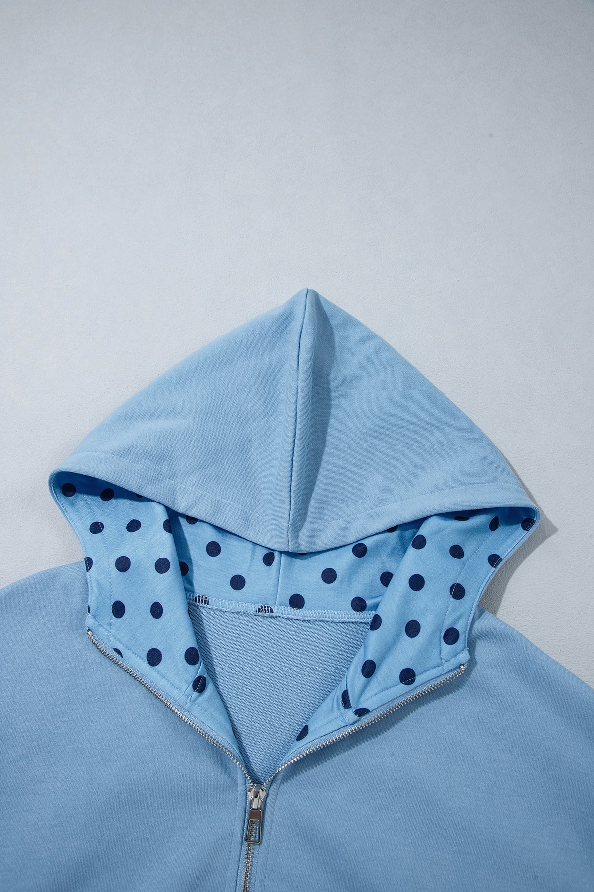 Beau Blue Polka Dot Hooded Zip-Up Sweatshirt