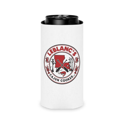 Can Cooler — Leblanc's Cajun Cooker Logo & "Pinch. Peel. Eat. Repeat." Beer Can Cooler