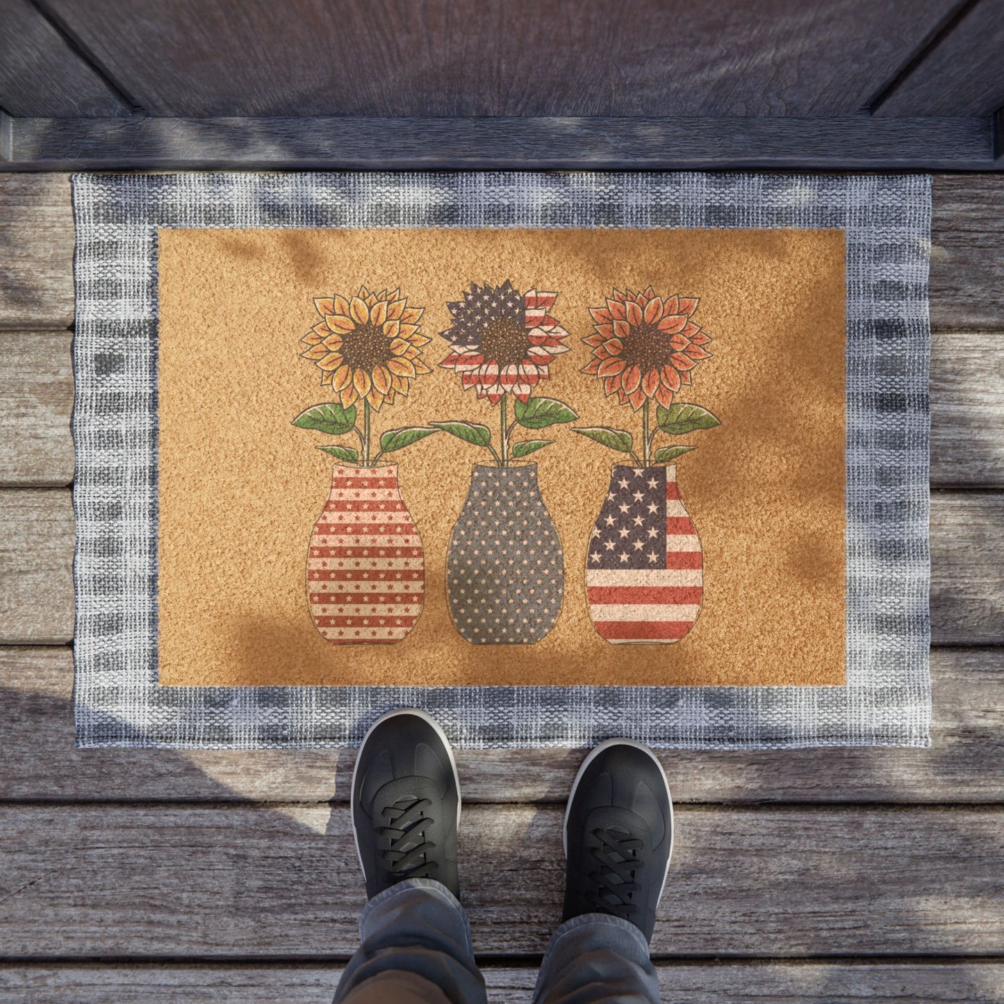 Patriotic Sunflower Doormat