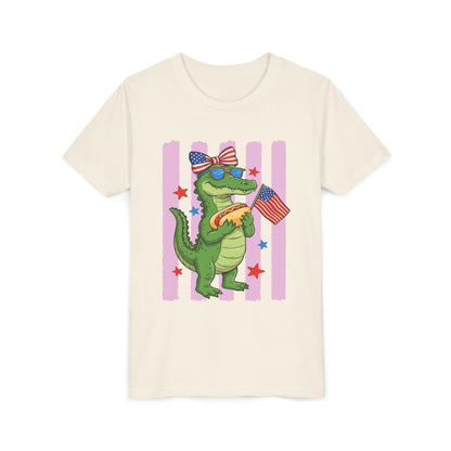 Girl patriotic alligator T-shirt