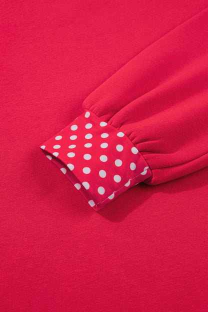 Orange Colorblock Polka Dot Contrast Trim Oversized Sweatshirt