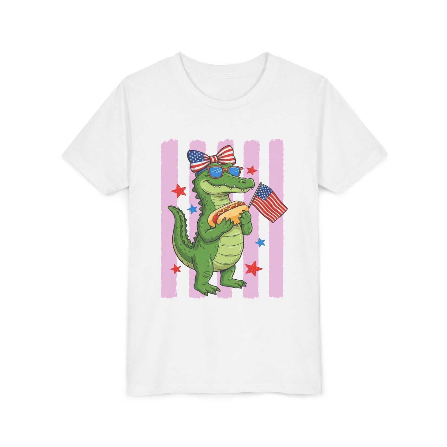 Girl patriotic alligator T-shirt