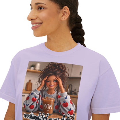 Overstimulated moms club brunette tee