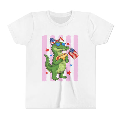 Girl patriotic alligator T-shirt