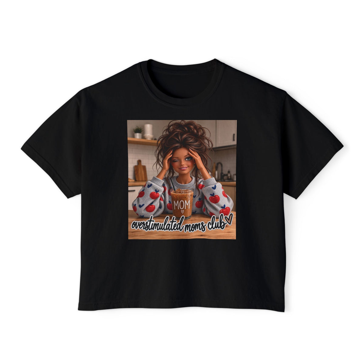 Overstimulated moms club brunette tee