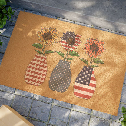 Patriotic Sunflower Doormat