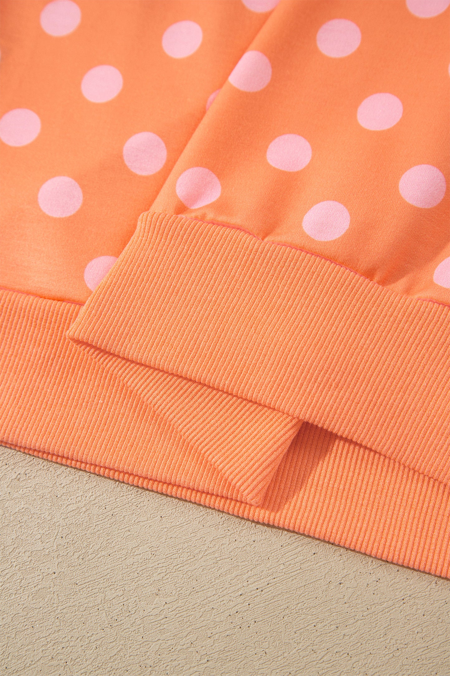 Orange Polka Dot Hooded Long Sleeve Top Casual Mini Skort Set