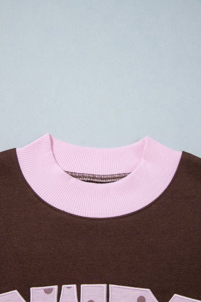 Grapefruit Orange Polka Dot Letter Graphic Colorblock Tunic Sweatshirt