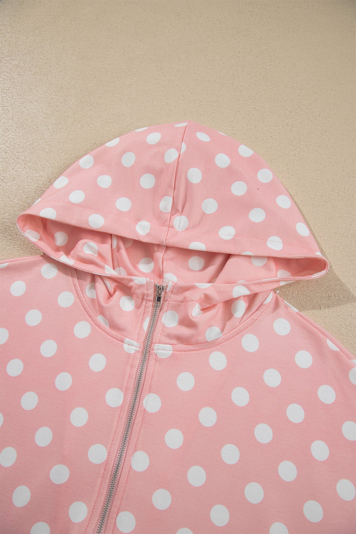 Orange Polka Dot Hooded Long Sleeve Top Casual Mini Skort Set