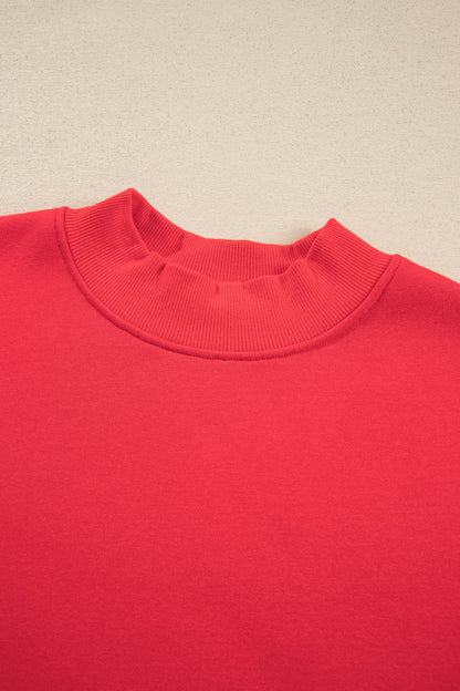 Evergreen Plaid Sleeve Colorblock Loose Tunic Sweatshirt
