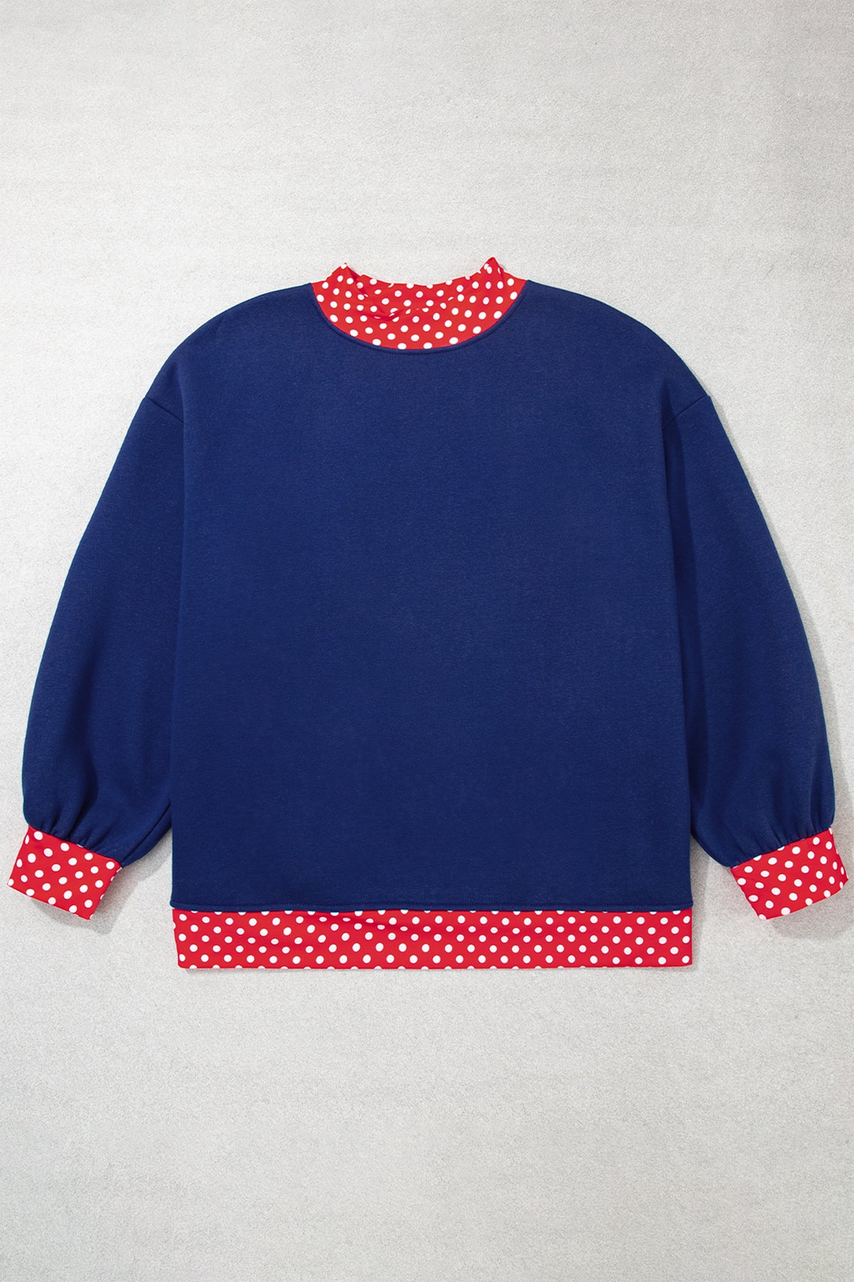 Dark Green Polka Dot Patchwork Round Neck Plus Size Sweatshirt