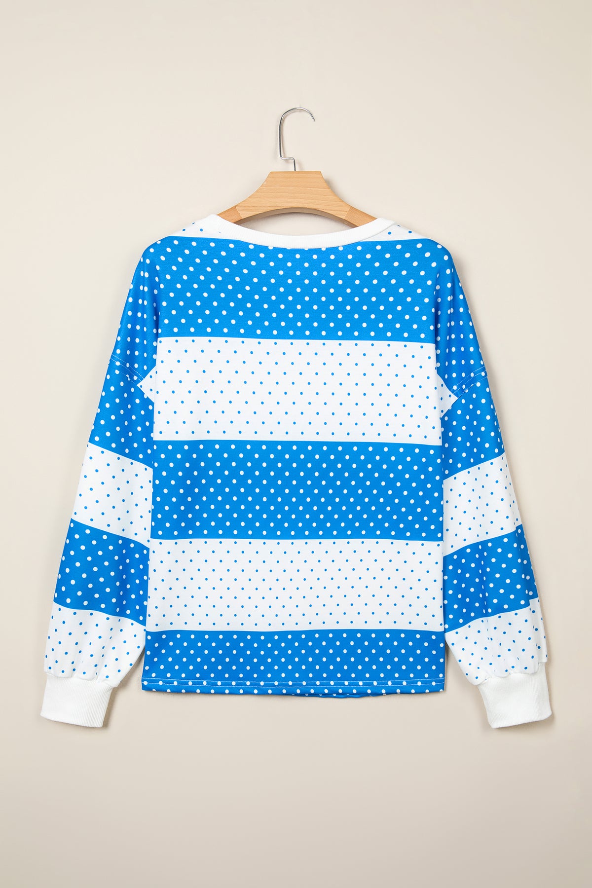 Brown Polka Dot Patchwork Colorblock Long Sleeve Top