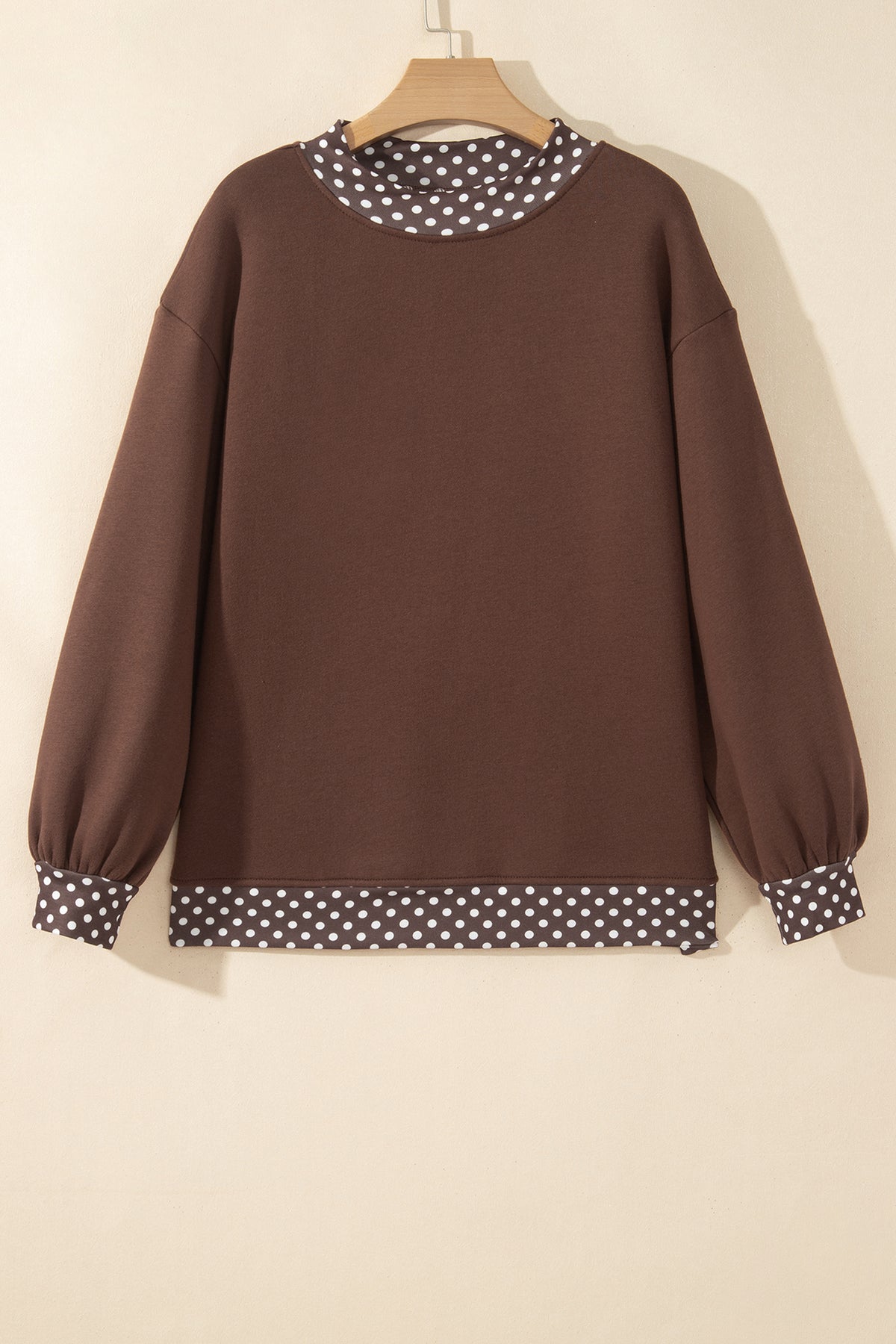 Orange Colorblock Polka Dot Contrast Trim Oversized Sweatshirt