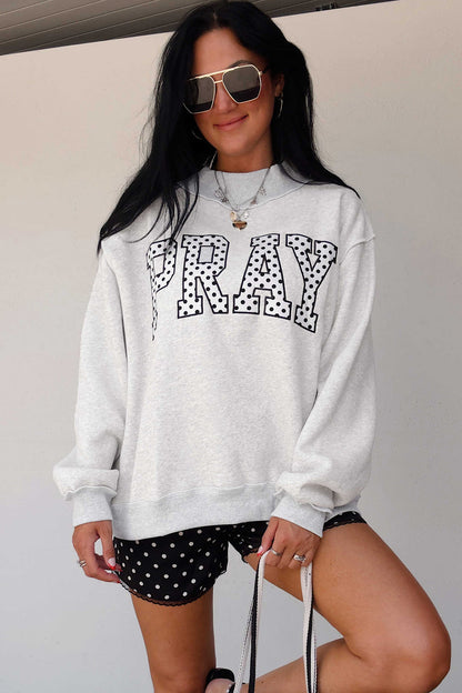 Orange PRAY Plaid Embroidered Mock Neck Sweatshirt