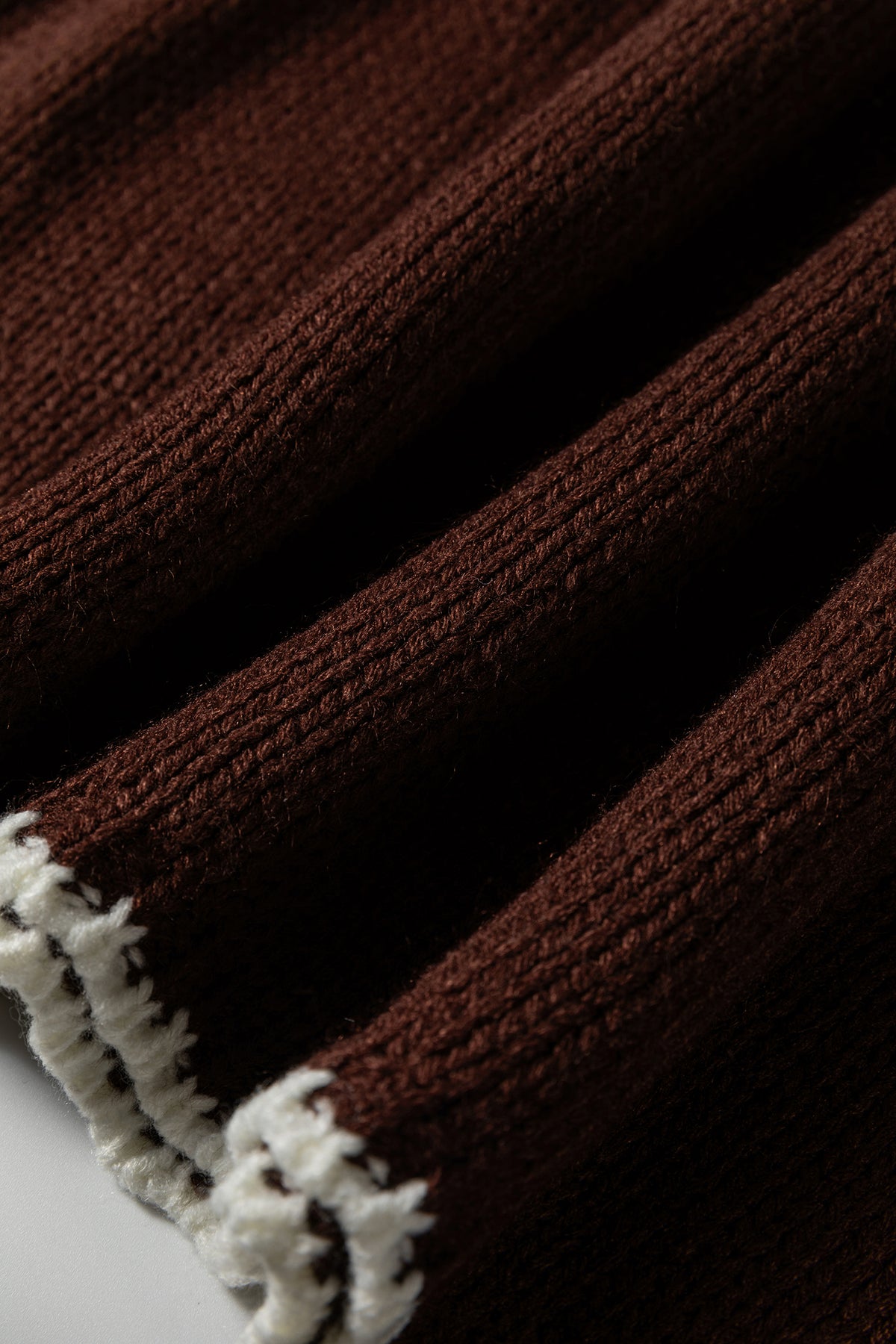 Dark Khaki Contrast Trim Mock Neck Drop Shoulder Relaxed Sweater