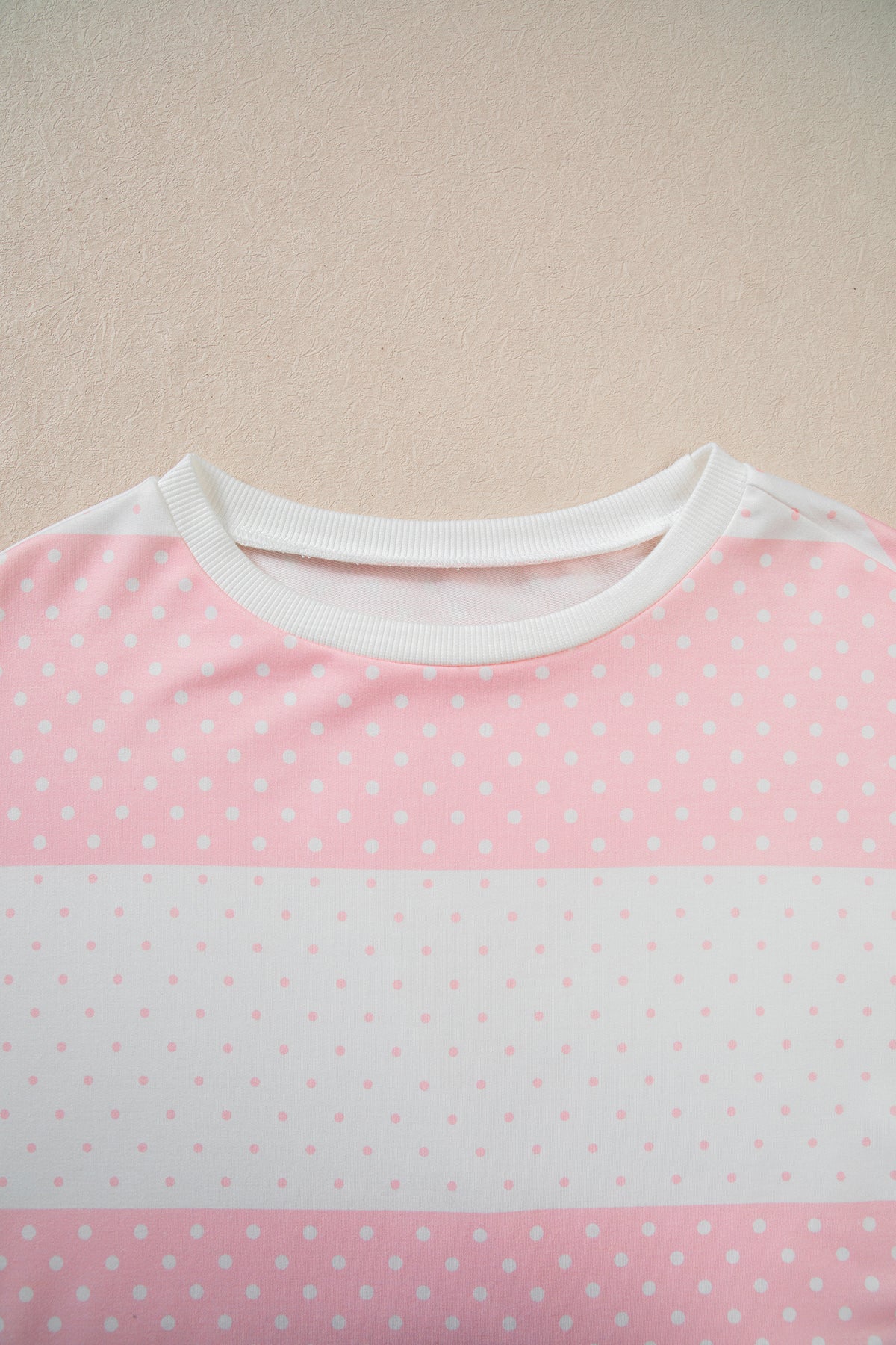 Brown Polka Dot Patchwork Colorblock Long Sleeve Top