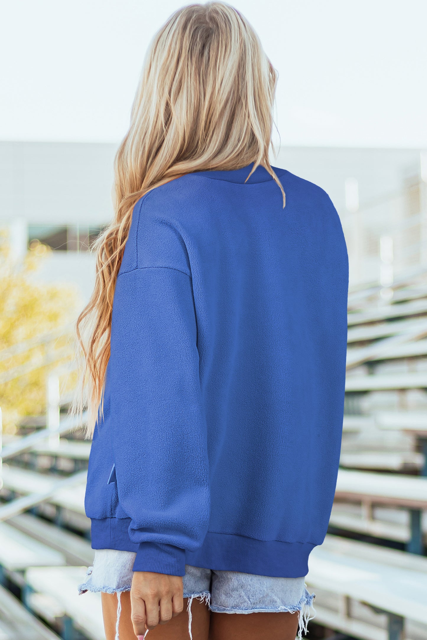Black Oversize Drop Shoulder Reversible Mock Neck Sweatshirt