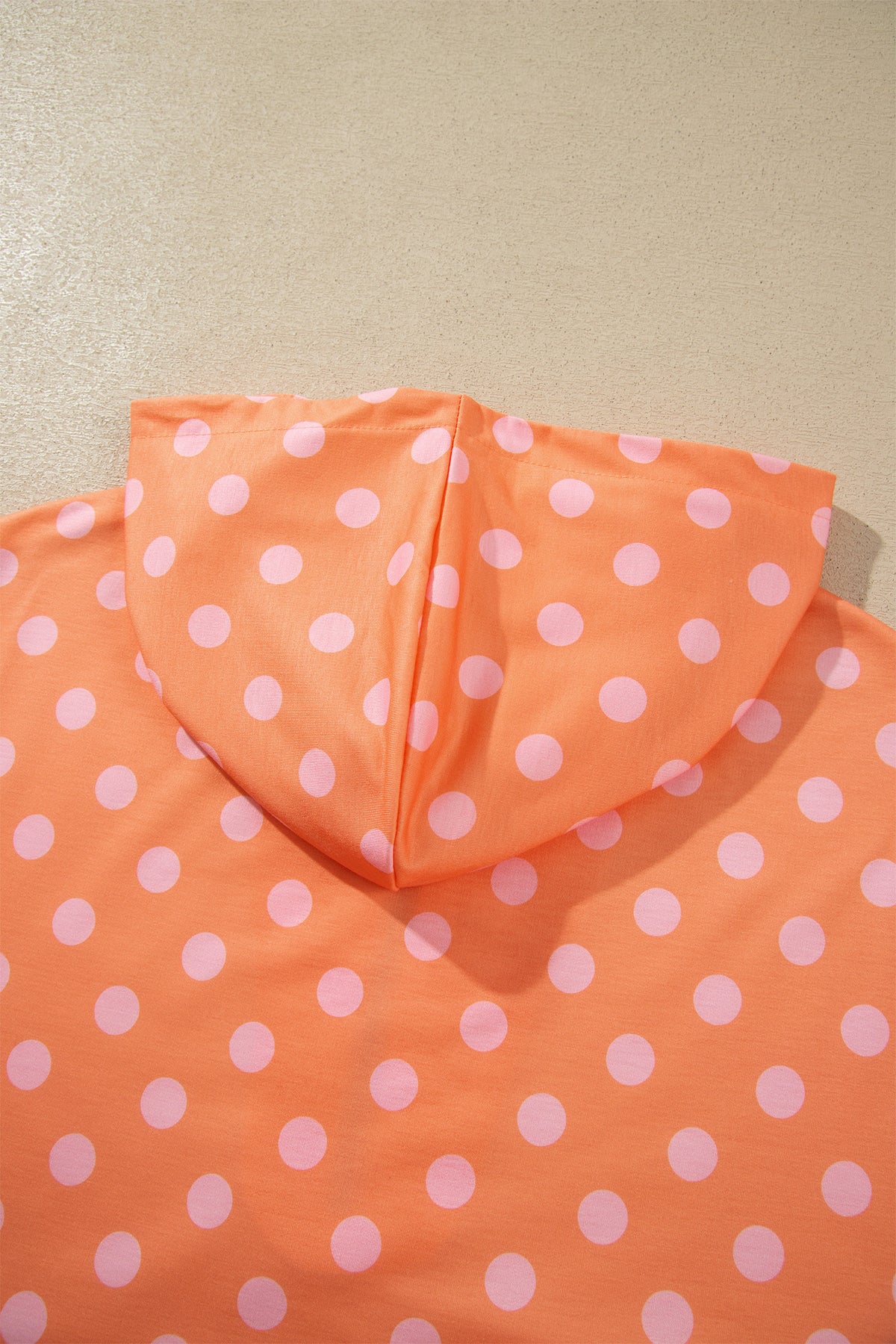 Orange Polka Dot Hooded Long Sleeve Top Casual Mini Skort Set