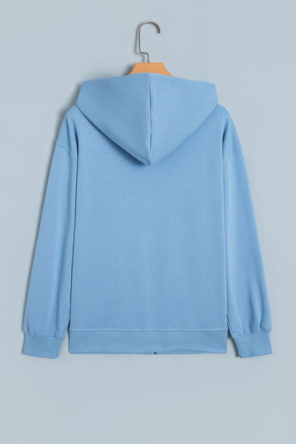 Beau Blue Polka Dot Hooded Zip-Up Sweatshirt