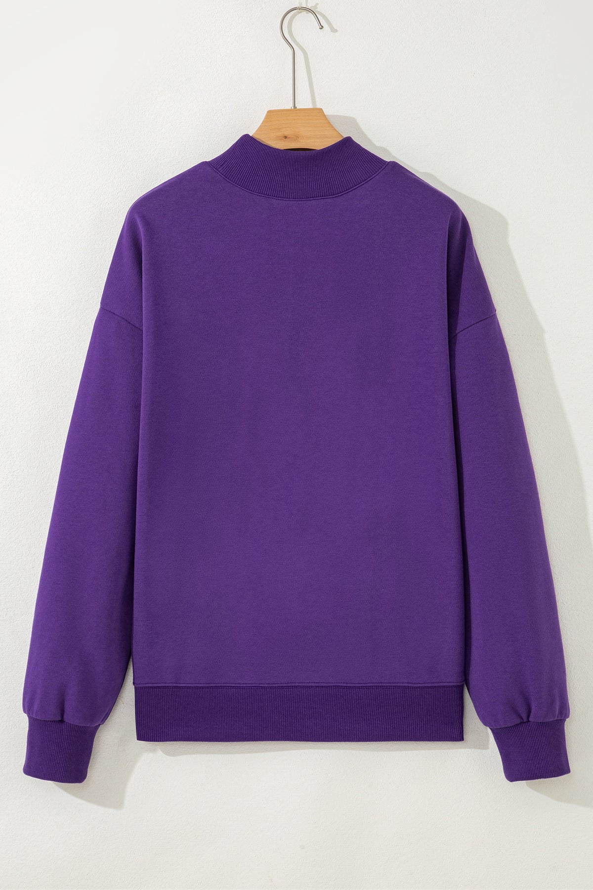 Black Solid Color Oversized Mock Neck Sweatshirt
