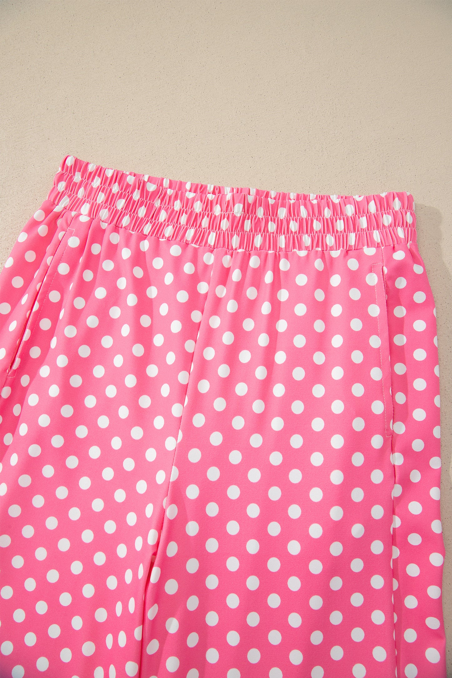 Blue Polka Dot Print Slim Tank Loose Pants 2pcs Outfit