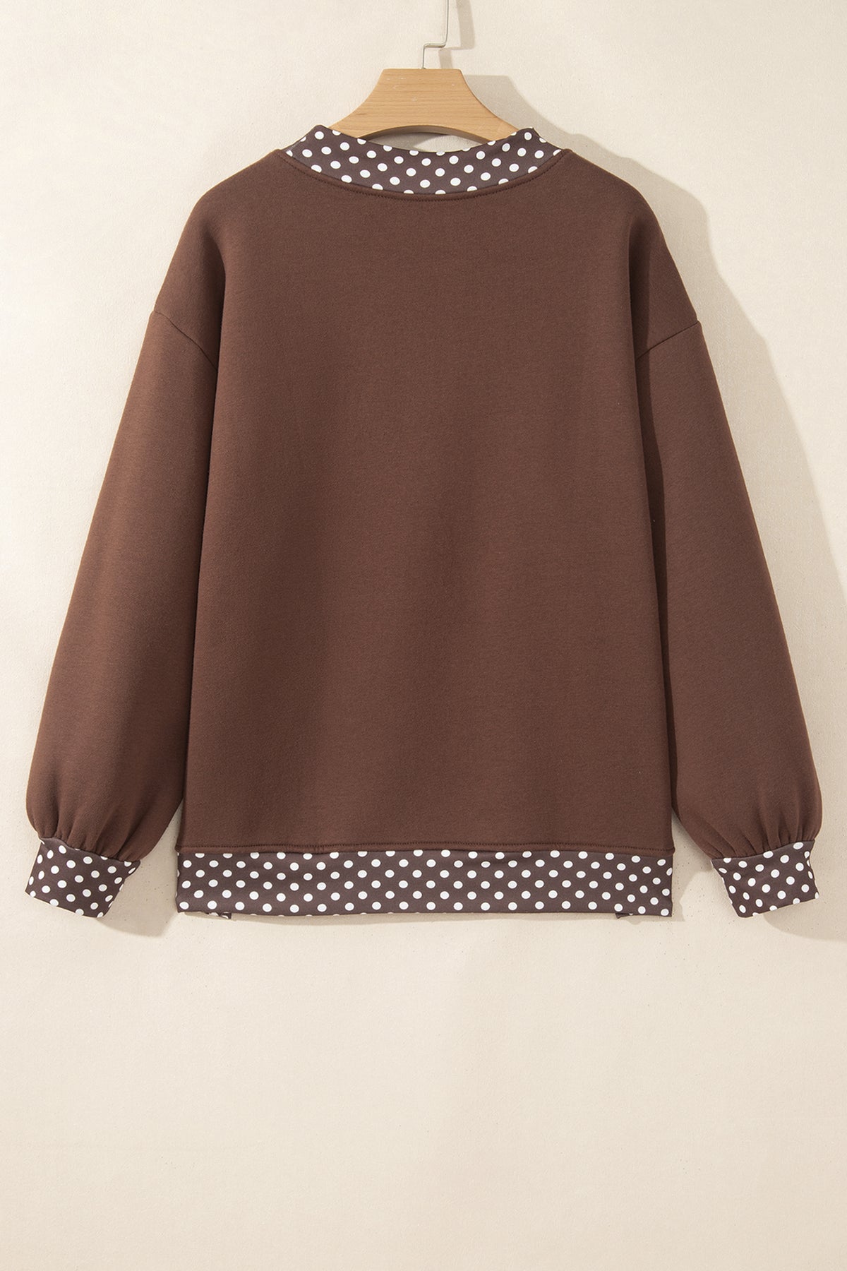 Orange Colorblock Polka Dot Contrast Trim Oversized Sweatshirt