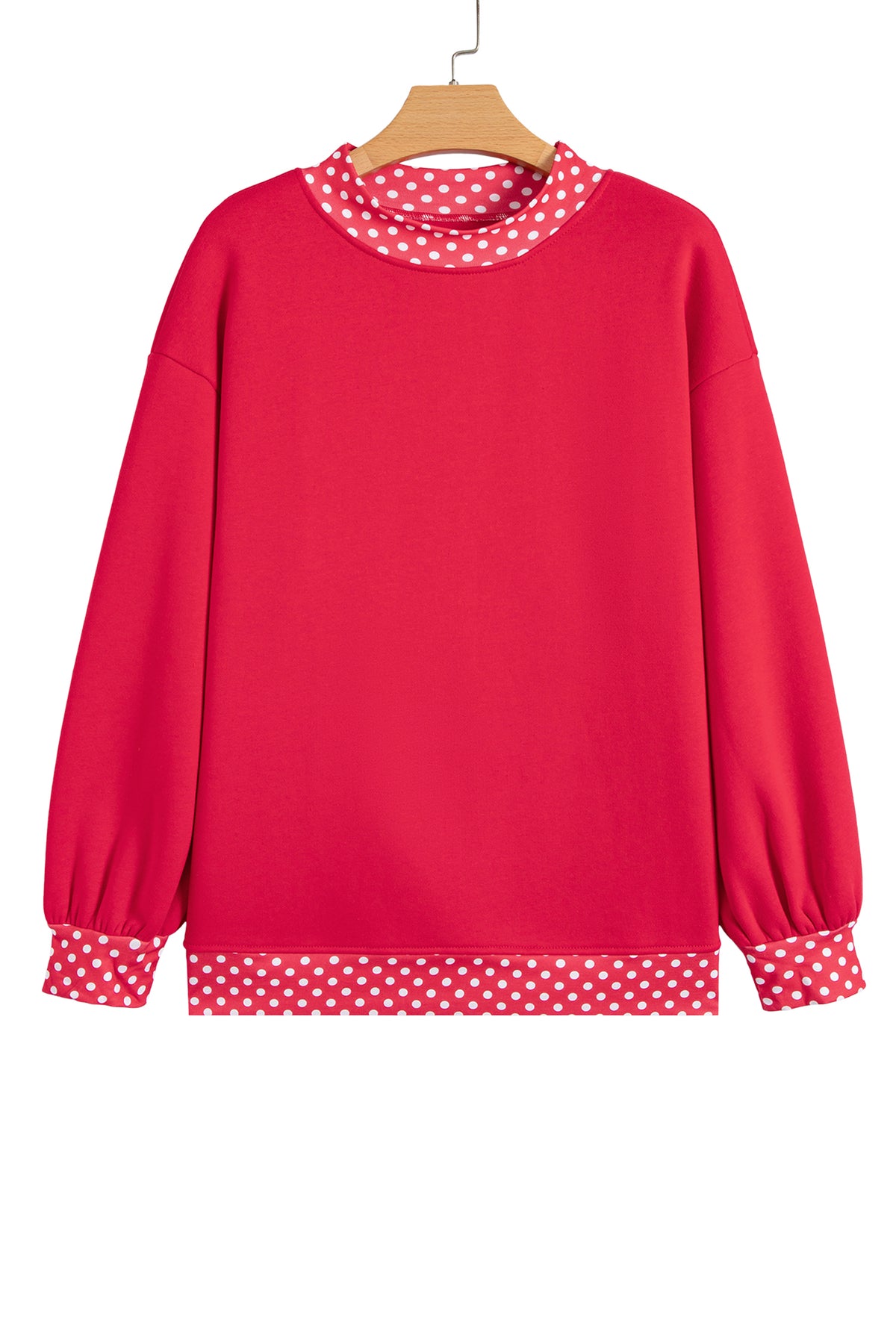 Orange Colorblock Polka Dot Contrast Trim Oversized Sweatshirt