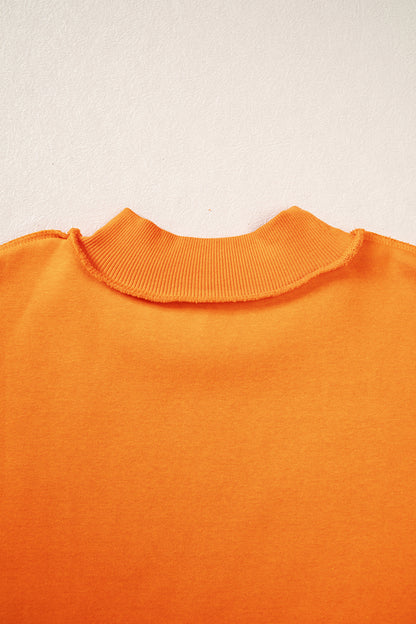 Orange PRAY Plaid Embroidered Mock Neck Sweatshirt