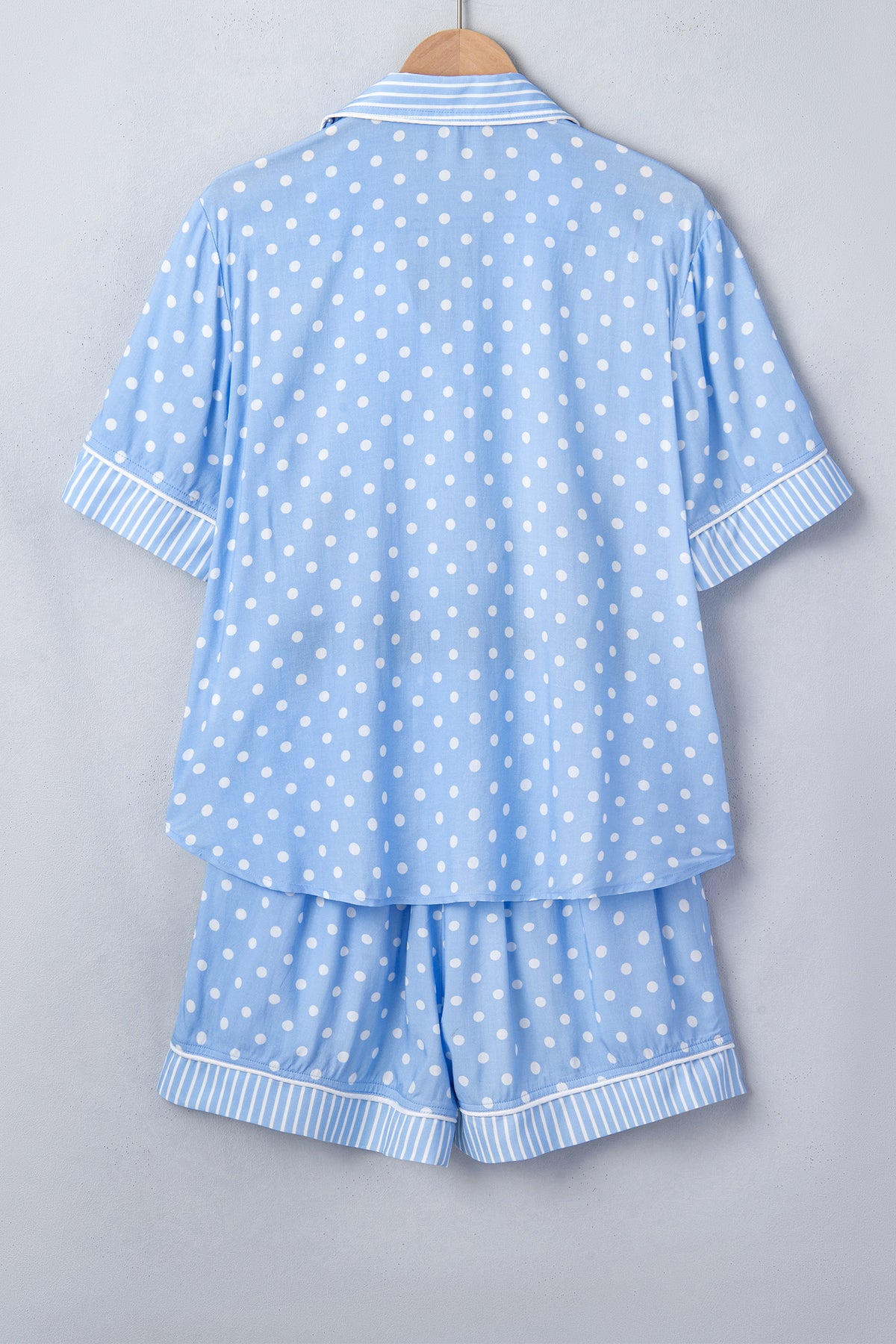 Sky Blue Dotted Print Soft Short Pajama Set