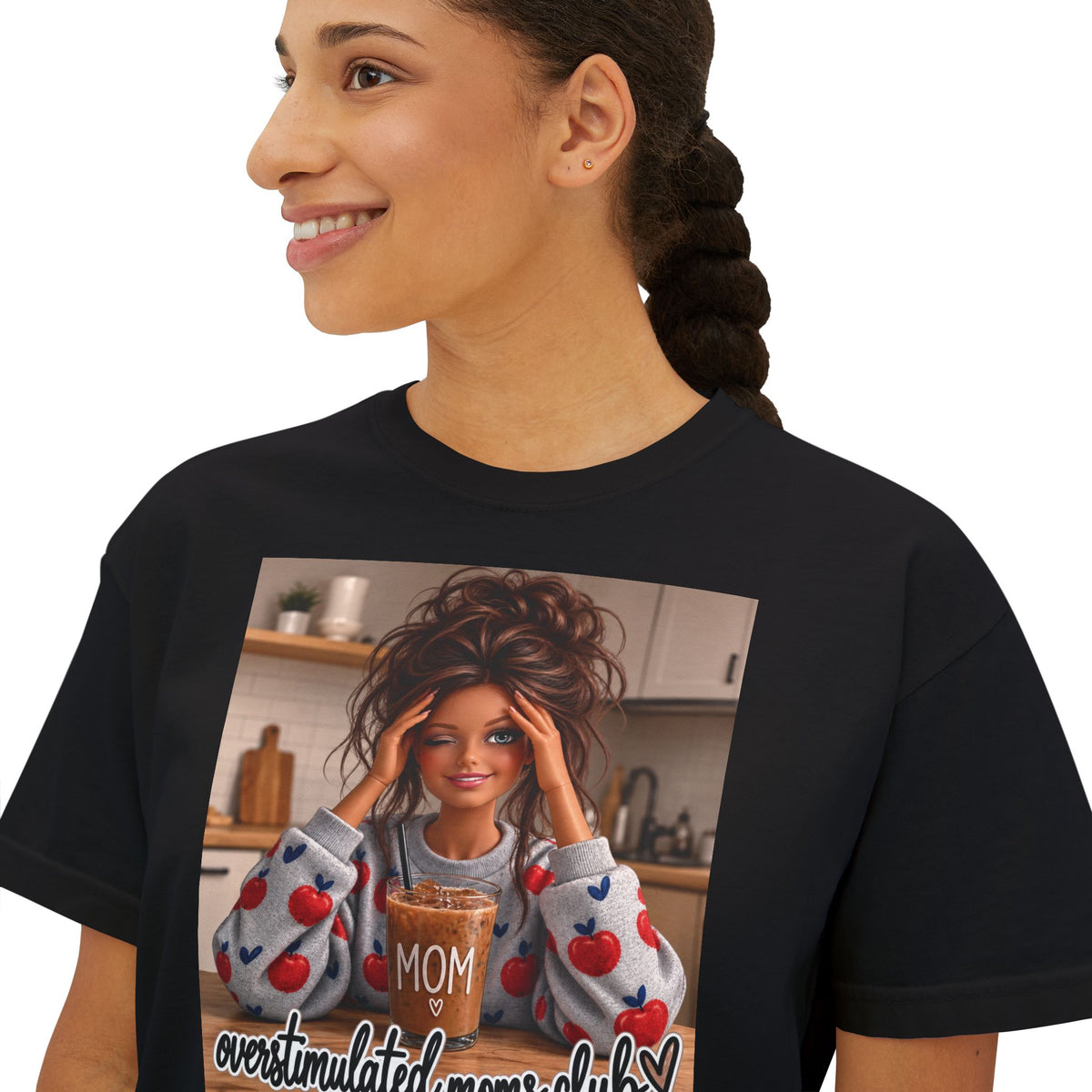Overstimulated moms club brunette tee