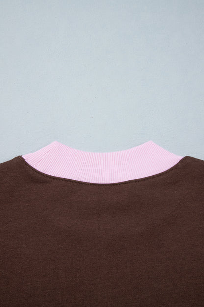 Grapefruit Orange Polka Dot Letter Graphic Colorblock Tunic Sweatshirt