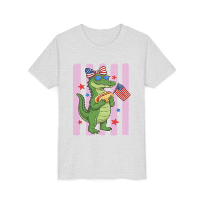 Girl patriotic alligator T-shirt