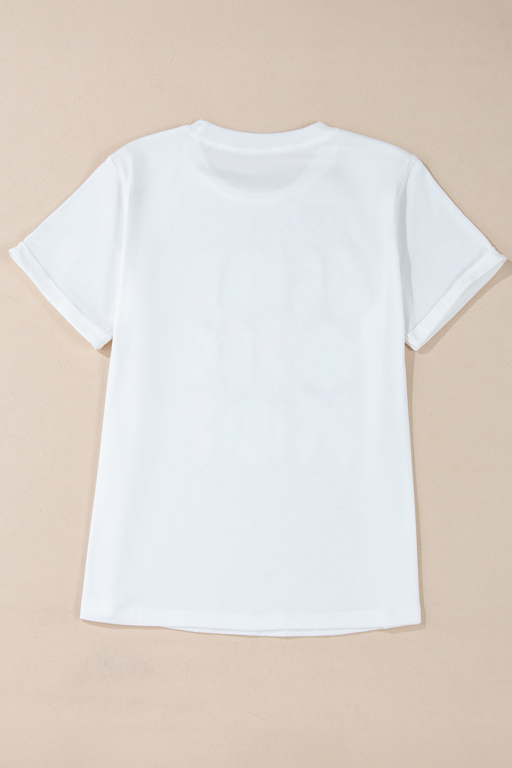 White Bow Tie Baseball Print Round Neck Casual Tee