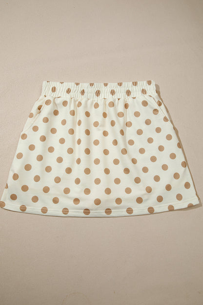 Orange Polka Dot Hooded Long Sleeve Top Casual Mini Skort Set
