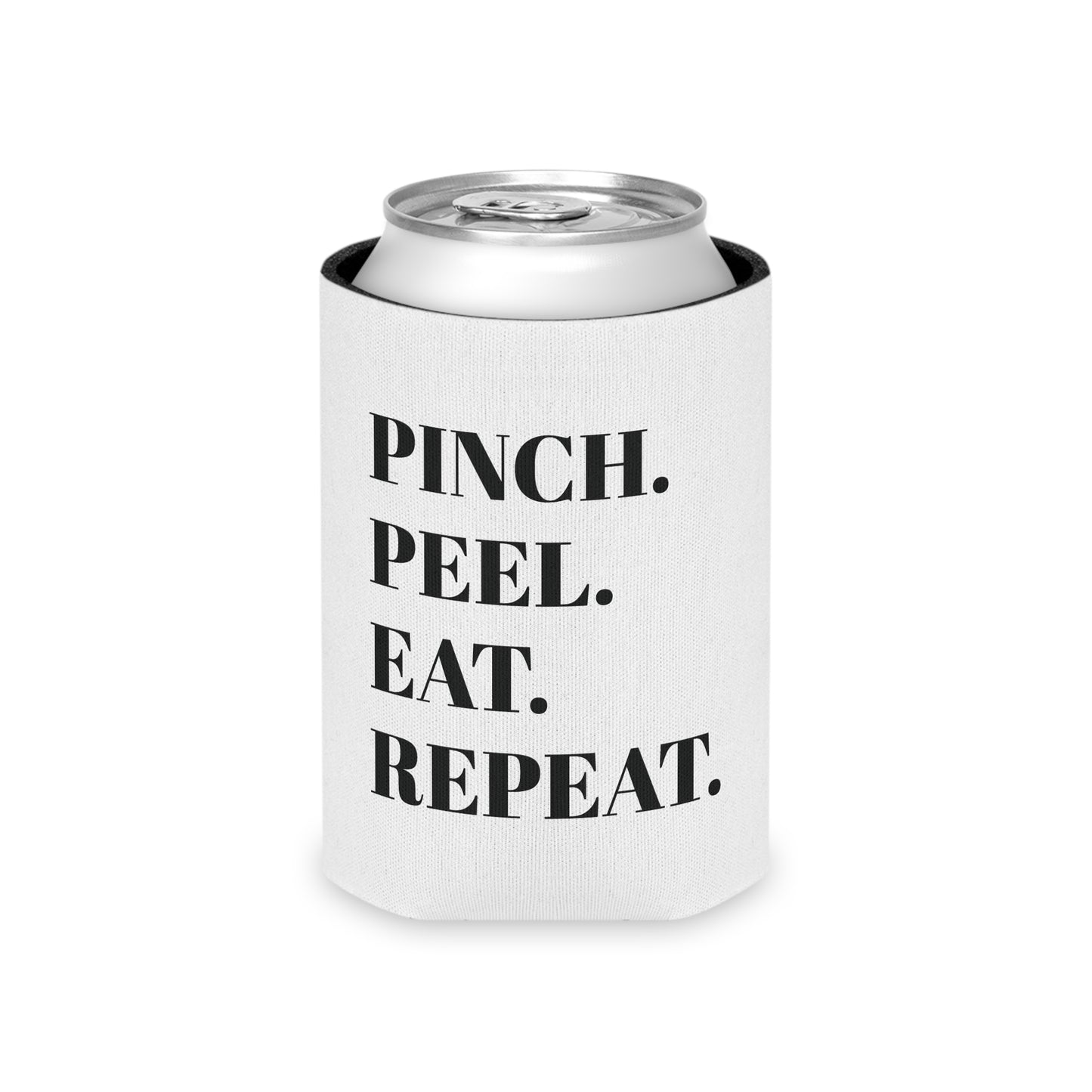Can Cooler — Leblanc's Cajun Cooker Logo & "Pinch. Peel. Eat. Repeat." Beer Can Cooler