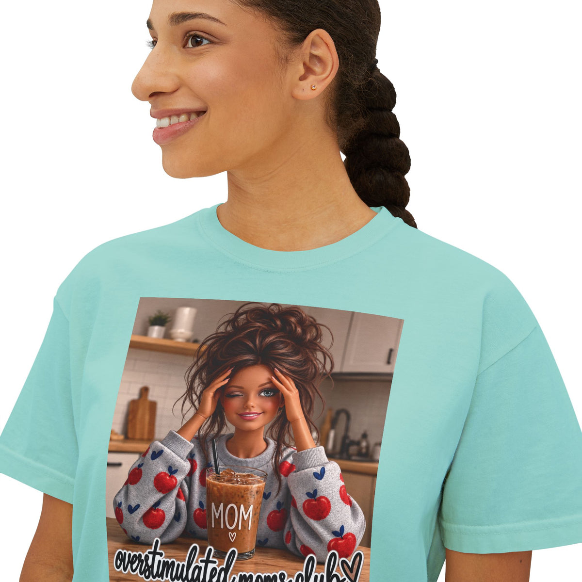 Overstimulated moms club brunette tee