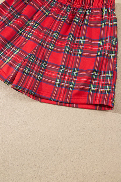 Red Plaid MERRY Holiday Long Sleeve Top and Shorts Set