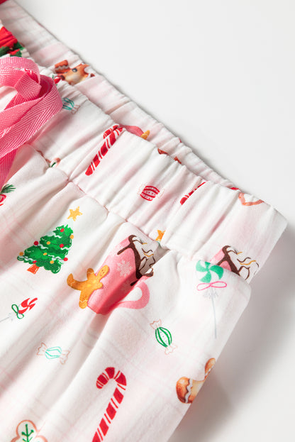 White Christmas Spirits Shirt Style 2pcs Short Pajama Set