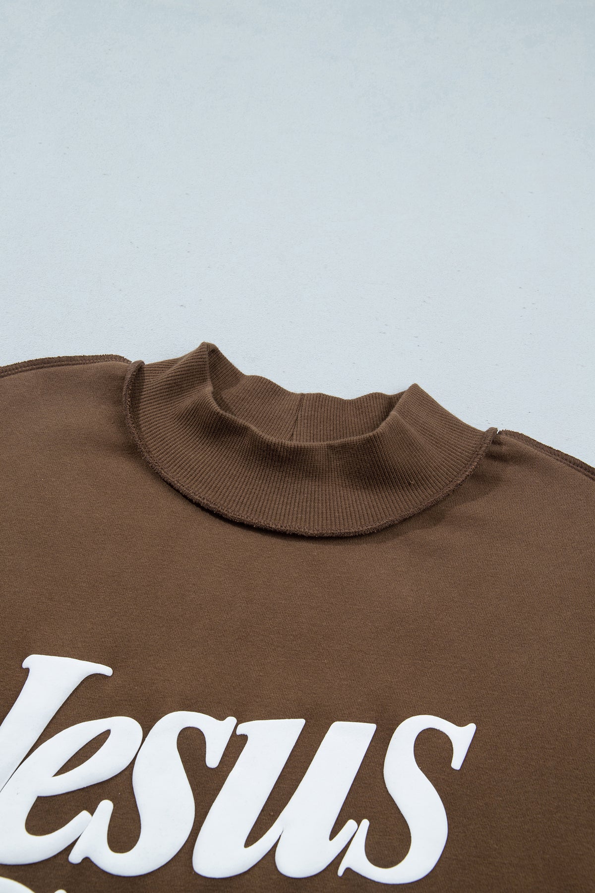 Fiery Red Jesus Saves Slogan Print Stand Neck Baggy Sweatshirt